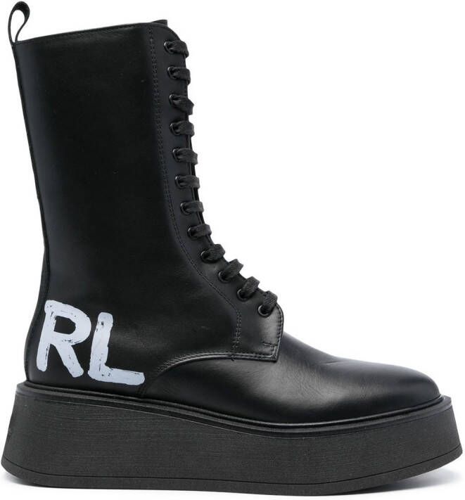 Karl Lagerfeld logo-print lace-top ankle boots Black