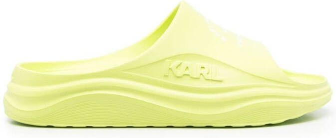 Karl Lagerfeld logo-print rubber slides Green
