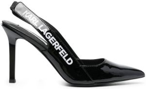 Karl Lagerfeld logo-tape slingback pumps Black