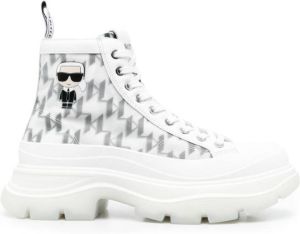 Karl Lagerfeld monogram-pattern leather trainers White