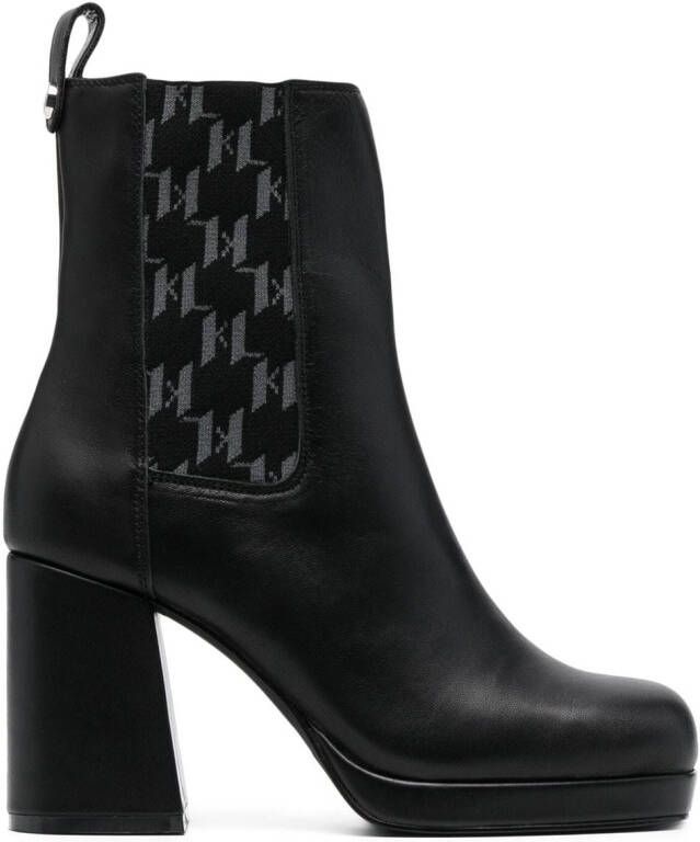 Karl Lagerfeld monogram-trim 100mm chelsea boots Black