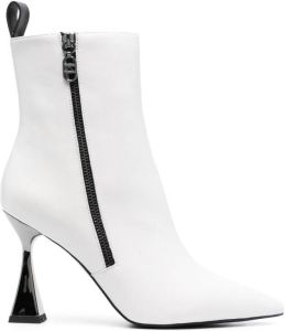 Karl Lagerfeld pointed 100mm leather boots White