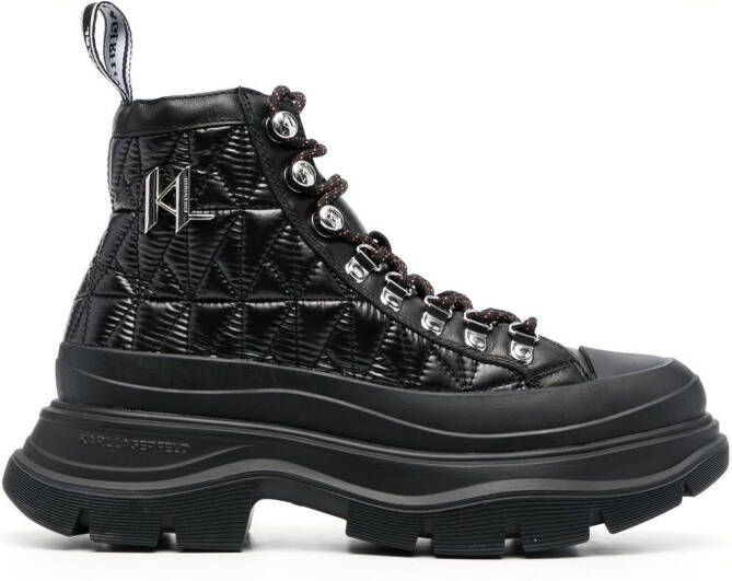 Karl Lagerfeld quilted platform boots Black