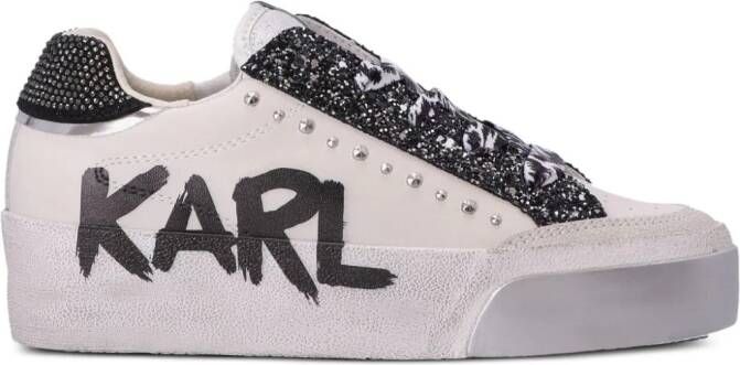 Karl Lagerfeld Skool Max Karl Graffiti leather trainers Neutrals