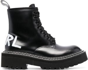 Karl Lagerfeld Troupe brush-logo combat boots Black