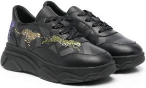 Kenzo Kids embroidered-animal lace-up sneakers Black