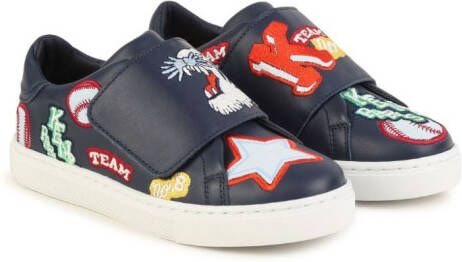 Kenzo Kids embroidered low-top sneakers Blue