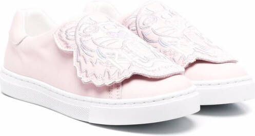Kenzo Kids embroidered tiger slip-on sneakers Pink