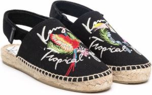 Kenzo Kids embroidered touch-strap espadrilles Black