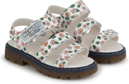 Kenzo Kids floral-motif leather sandals White
