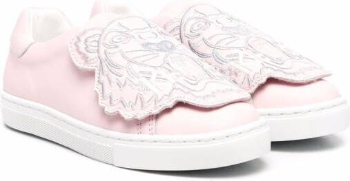 Kenzo Kids logo-patch slip-on sneakers Pink