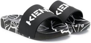 Kenzo Kids logo-print beach sliders Black
