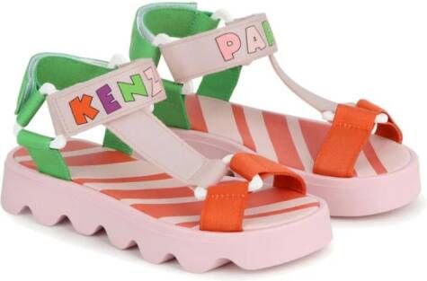 Kenzo Kids logo-print colour-block sandals Pink