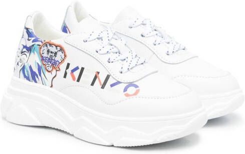 Kenzo Kids logo print lace-up sneakers White