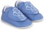 Kenzo Kids logo-print leather slippers Blue - Thumbnail 1