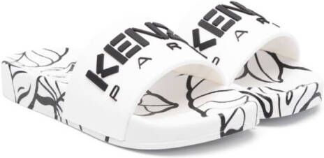 Kenzo Kids logo-print pool slides White