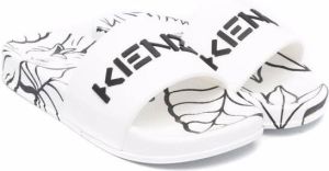 Kenzo Kids logo-print slip-on sandals White