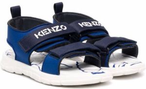 Kenzo Kids logo-print touch-strap sandals Blue