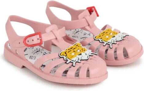 Kenzo Kids tiger-appliqué buckled sandals Pink