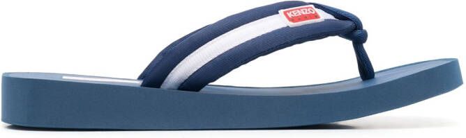 Kenzo logo-patch striped flip flops Blue