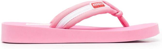 Kenzo logo-patch striped flip flops Pink