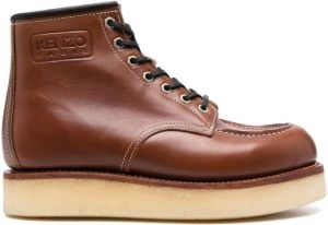 Kenzo polished leather lace-up boots Brown