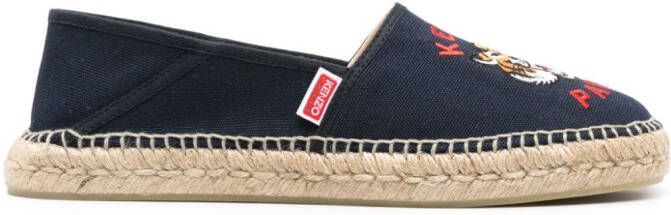 Kenzo tiger embroidered cotton espadrilles Blue