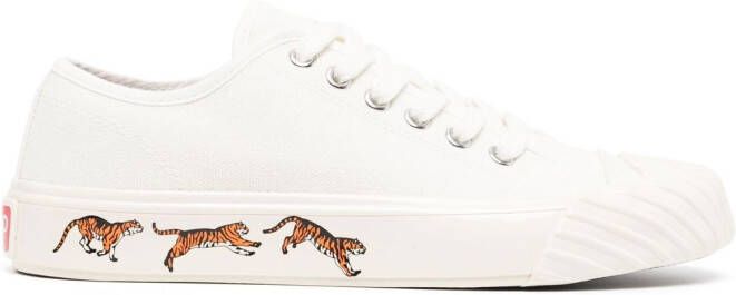 Kenzo Tiger-print lace-up sneakers White