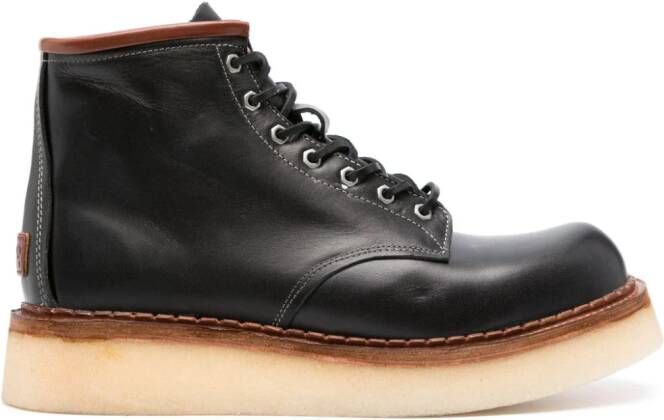 Kenzo Yama wedge leather boots Black