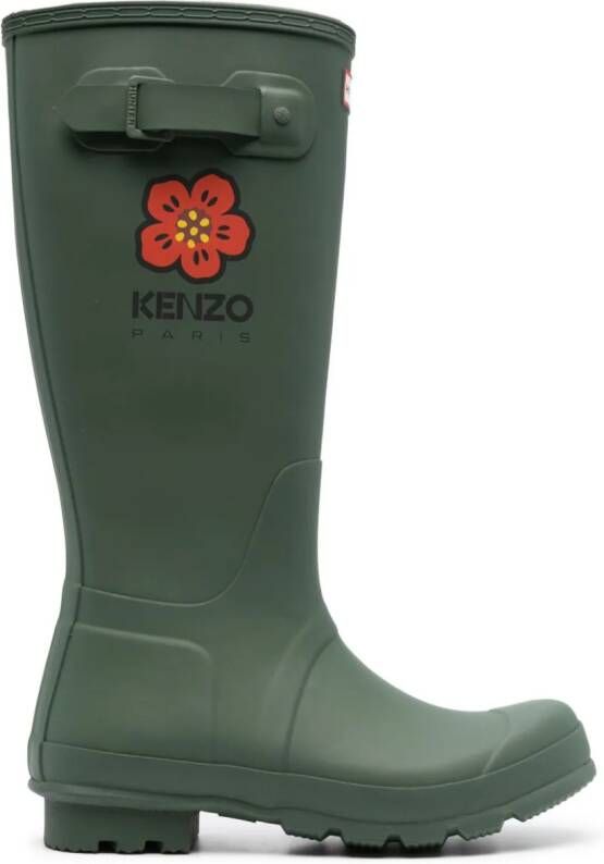 Kenzo x Hunter Boke Flower-print wellington boots Green