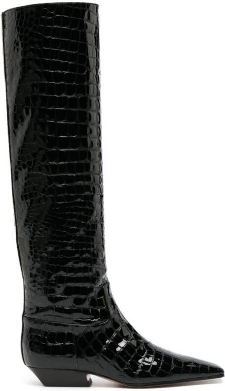 KHAITE The Marfa crocodile-effect leather boots Black