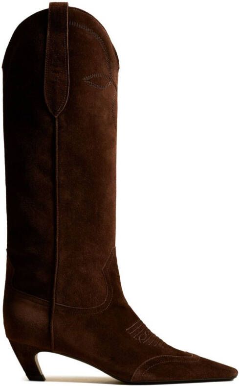 KHAITE Dallas knee-high leather boots Brown