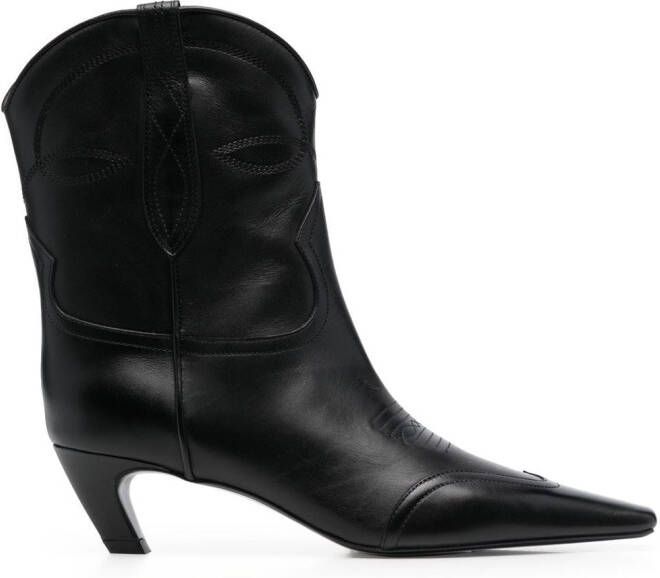 KHAITE The Dallas 45mm leather ankle boots Black