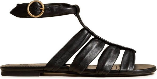 KHAITE Perth flat leather sandals Black