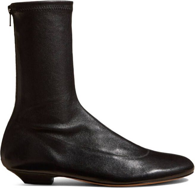 KHAITE The Apollo leather ankle boots Black
