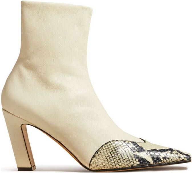 KHAITE The Dallas embossed python-print boots Neutrals