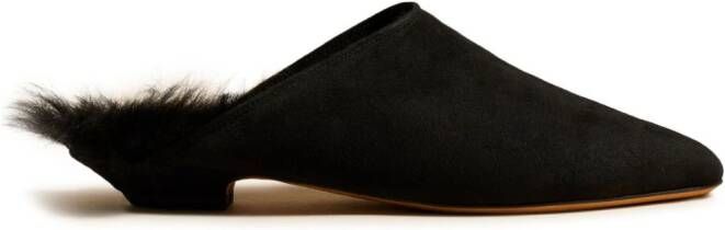 KHAITE The Otto shearling-lined suede mules Black