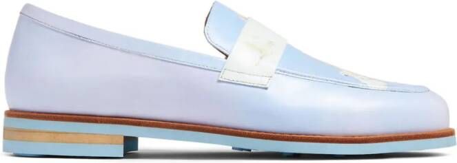 KidSuper graphic-print leather loafers Blue