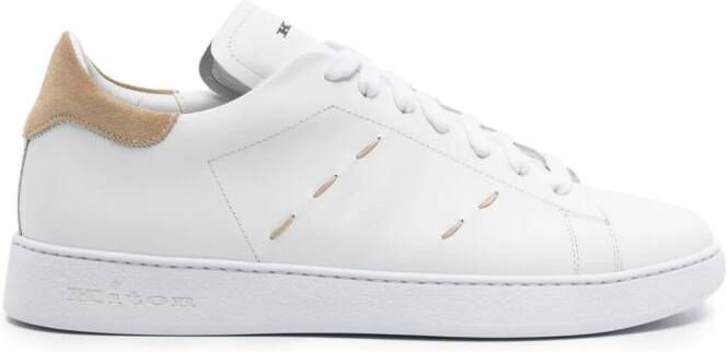 Kiton contrast-stitching leather sneakers White