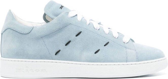 Kiton decorative-stitching suede sneakers Blue