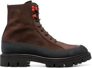 Kiton lace-up suede ankle boots Brown