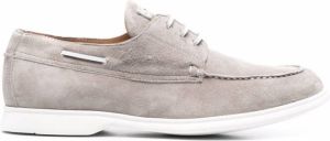 Kiton lace-up suede boat shoes Grey