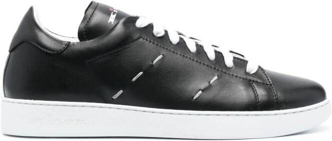 Kiton leather low-top sneakers Black