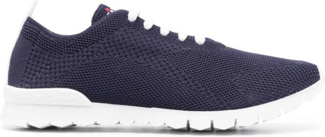 Kiton logo-embroidered knit sneakers Blue