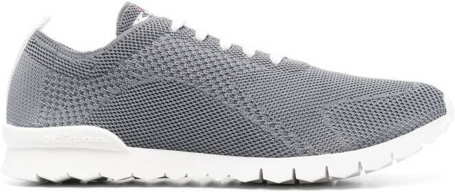 Kiton logo-embroidered knit sneakers Grey