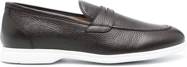 Kiton penny-slot leather loafers Brown