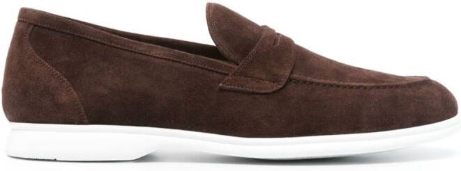Kiton penny slot suede loafers Brown