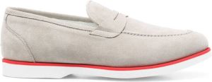 Kiton penny slot suede loafers Grey