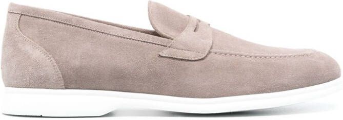 Kiton penny slot suede loafers Grey