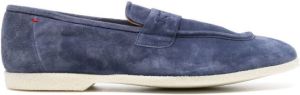 Kiton square-toe suede loafers Blue